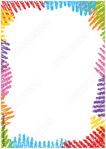 クレヨンタッチのかわいいカラフルフレーム背景