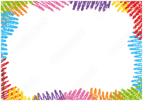 クレヨンタッチのかわいいカラフルフレーム背景
