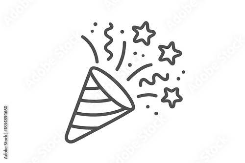 Exploding party popper releasing colorful confetti and streamers during a festive celebration