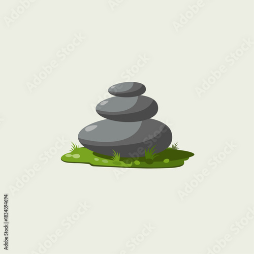 Photography “Minimalist Wellness Vector: Zen Stones on Moss with Subtle Shadows”