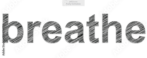 Breathe Word in Stylized Scribble Lettering for Relaxation and Mindfulness Concepts