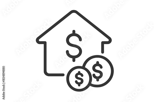 House structure and dollar currency symbols representing home finance and property investment