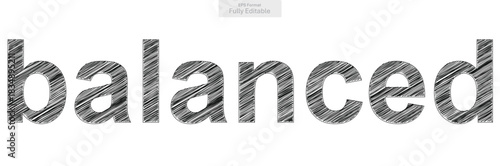 Balanced Word with Sketchy Textured Black Letters
