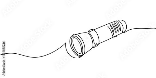 a handheld flashlight, useful for concepts like lighting, camping gear, emergency tools, and simple outline graphics.