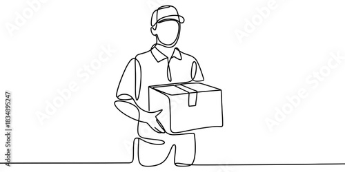 a courier carrying a package, representing delivery service, shipping, logistics, and modern transportation concepts.