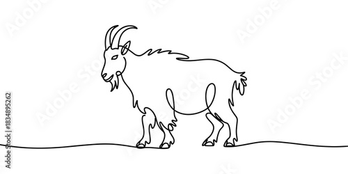 a standing goat, ideal for themes like farming, livestock, animals, nature, and simple outline artwork.