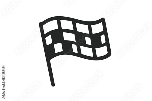 Simple black and white checkered flag symbol for racing finish line and success achievement