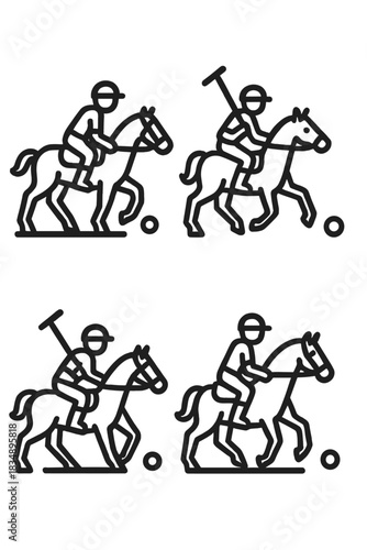 Competitive polo players on horseback hitting the ball during a fast-paced equestrian sport game