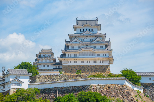 Himeji Castle main keep (Tenshu) building. Himeji Castle (Himeji-jo) is a Japanese castle in historic city of Himeji, Hyogo Prefecture, Japan. It's a UNESCO World Heritage Site. 