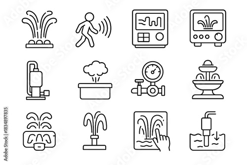 Control smart jets icon level fountain vector effects sensor interactive flow mechanism