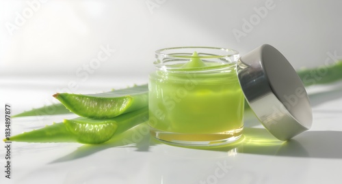 Aloe vera gel and leaves beauty product