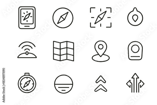 Cardinal icons icon marker pin target arrows navigation vector compass ar sensor