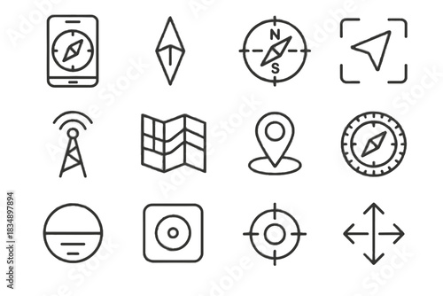 Location signal navigation arrows vector sensor icon bezel ar needle compass