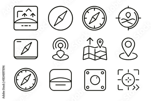 Compass vector target arrows rotating bezel location needle directions icon ar