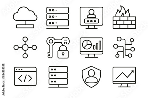 Firewall icon data vector cloud icons control nodes storage encryption rack graph