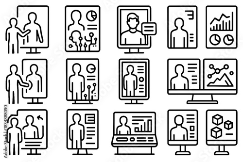 Smart digital display vector icon panel futuristic ai reflection icons mirror