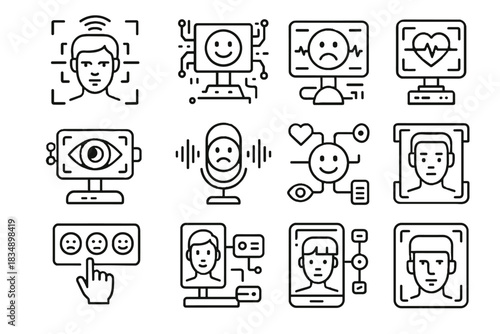 Voice icon hub interactive analyzer emotion heart scanners feedback vector emotional scanner