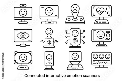 Eye scanners emotion futuristic emotional holographic vector icon system virtual mood heart
