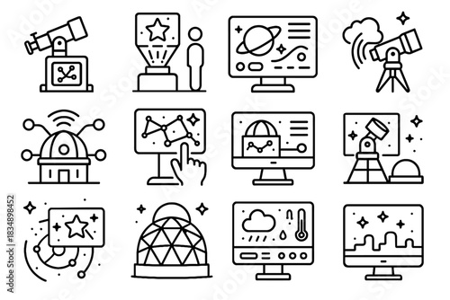 Console icon connected vector weather virtual tracker futuristic astronomy planetarium tracking display