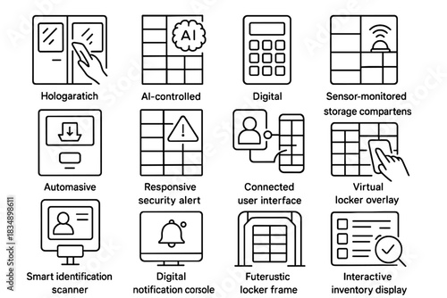 Identification system user futuristic keypad digital vector icon advanced smart access locker