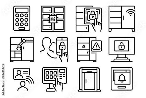 Locker interactive smart identification icon responsive digital module holographic vector system