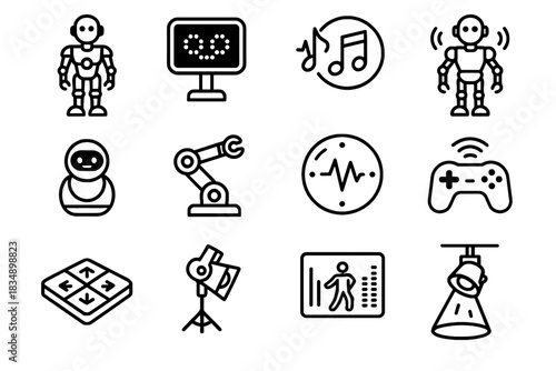 Pad icon rhythm music robot vector interactive dance stage display wireless