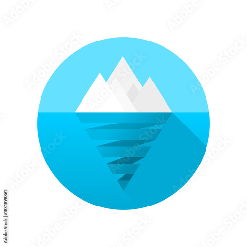 Iceberg or ice mountain floating on circle icon vector design