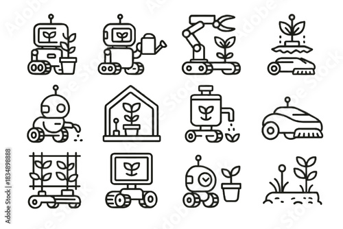 Soil gardening icon hub sensor robot vector smart futuristic interactive holographic ar