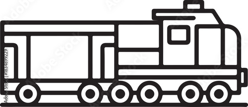 Train Line Art Illustration, Coloring Book Page Line Art Drawing