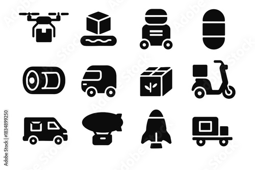 Pod delivery underground magnetic scooter capsule vector courier futuristic icon parcel