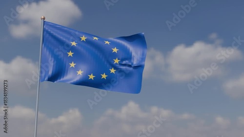 eu europe flag inion european country blue star yellow golden waving eu banner government politic brussels russian russia war military economy patriotism freedom eu european union europe emblem war