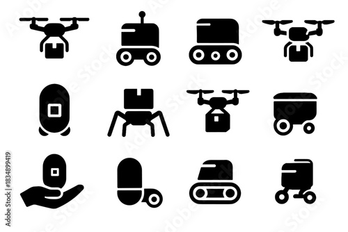Bot pocket mini cube tracked courier vector carrier parcel nano micro transport