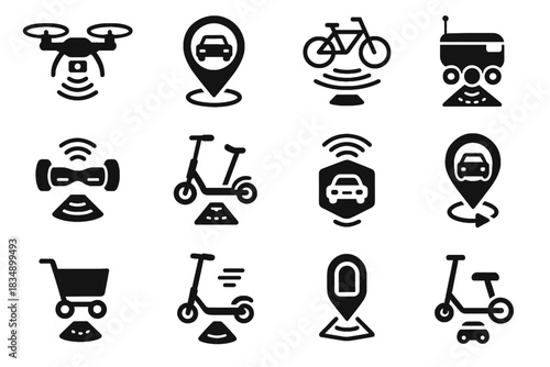 Floating ar cart robot vector hoverboard smart navigation icon pod autonomous