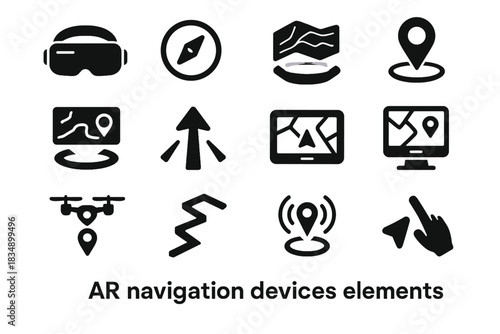 Marker headset virtual beacon augmented navigation vector path device ar icon floating