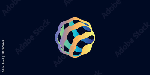 Modern Gradient Sphere Abstract Soundwave Digital Logo Template