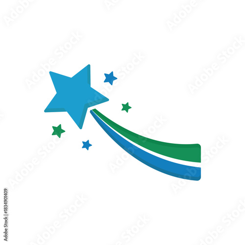 Colorful icon for curved shooting star