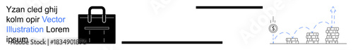 Business strategy, investment planning, financial growth, profitability, corporate success, economic analysis. A briefcase and a financial growth chart. Business strategy and investment planning