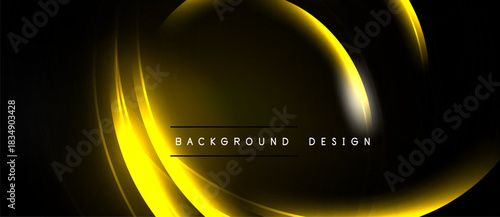 Abstract golden lines form flowing shape over dark background. Minimalist design with text elements present. Simple, elegant composition.