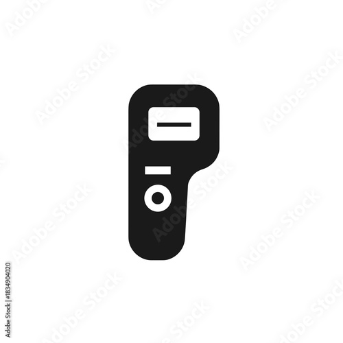 Basic black infrared thermometer icon with rectangular display and single control button