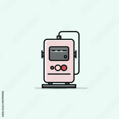 Minimal infusion pump illustration with simple control buttons in pastel color palette