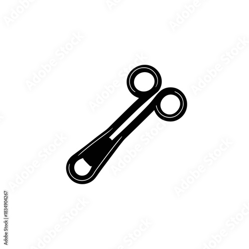 Simple black and white hemostat clamp icon shown in a closed position for medical tool representation