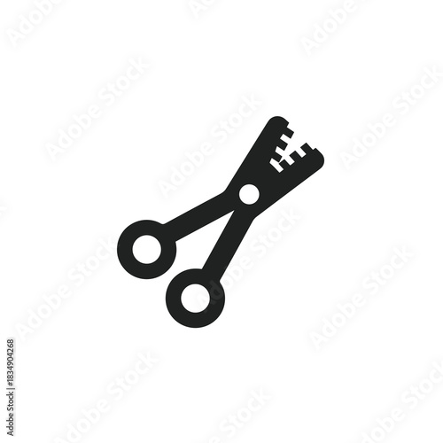 Minimal serrated-tip hemostat clamp icon in black and white representing surgical gripping equipment