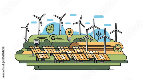 Green Energy Revolution Solar Panels and Wind Turbines Powering a Sustainable Future