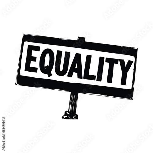 Hand holding a rough equality sign with textured effect