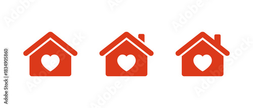 House icon with heart. Family love, home care, and property affection symbol