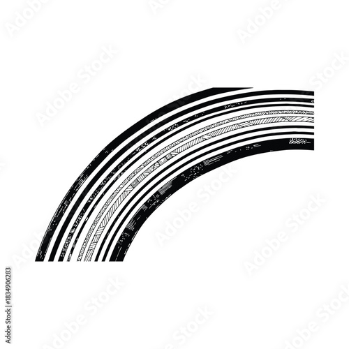 Fragment of a rainbow with decorative bands on white Keywords: rainbow, fragment, arc, bands