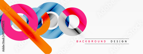 Abstract ribbons, vibrant colors, modern design. Clean composition, simple shapes, dynamic flow. Background element for creative projects.