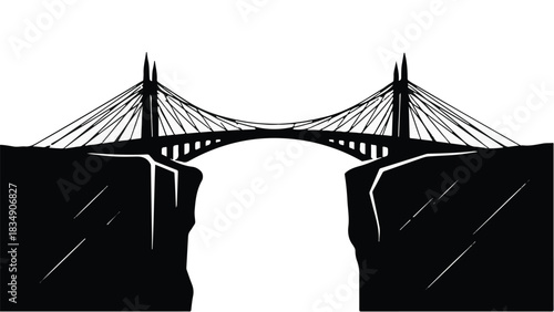 Modern suspension bridge spanning a deep canyon, symbolizing connection and progress.