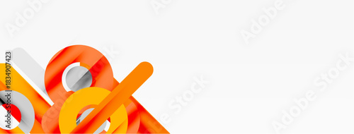 Abstract shapes, orange, white, gray. Modern design elements create dynamic composition. Minimalist aesthetic, clean lines, geometric forms.