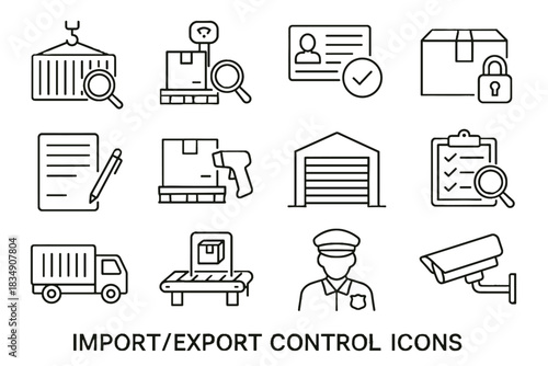 Warehouse license badge cargo export camera declaration icon import vector clipboard weighing